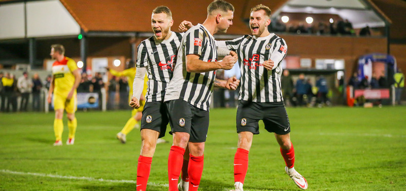 Coalville celebrate Billy Kee`s penalty