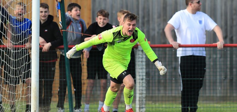 Kempston keeper Joe Ringer celebrates