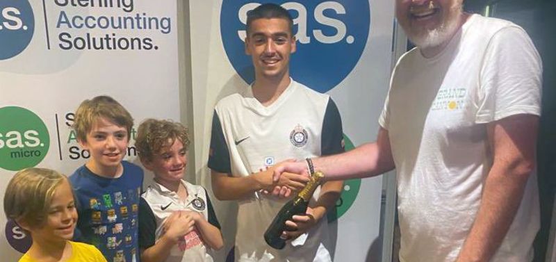 Cain Keller receives Man of the Match award for his brace