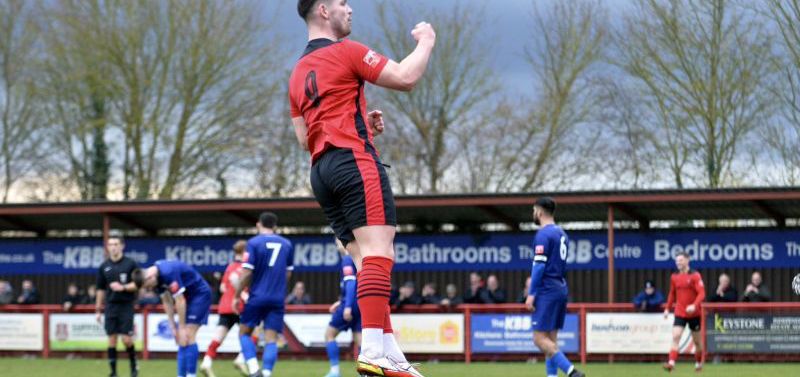 Luke Brown scores his first goal for the Marketmen but it's only a consolation in the end
