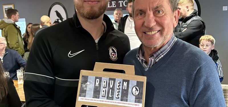Luke Shaw receives his man of the match award for his brace for Coalville